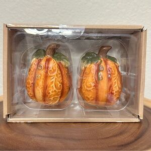 New- Ceramic Pumpkin Salt and Pepper Shakers by Harvest Falls